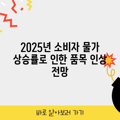 2025년 소비자 물가 상승률로 인한 품목 인상 전망