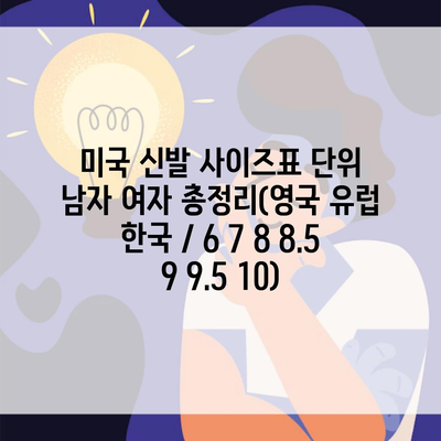 미국 신발 사이즈표 단위 남자 여자 총정리(영국 유럽 한국 / 6 7 8 8.5 9 9.5 10)