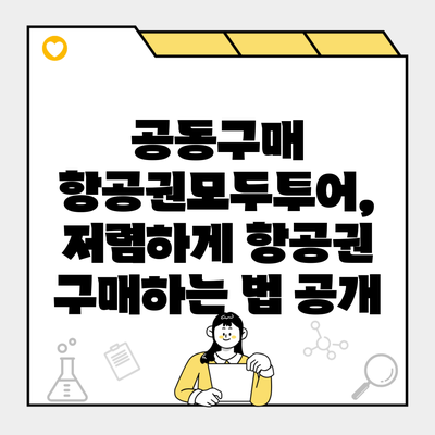 공동구매 항공권모두투어, 저렴하게 항공권 구매하는 법 공개