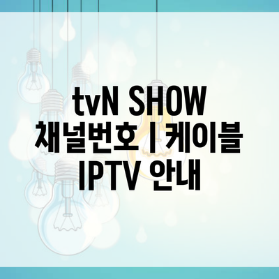 tvN SHOW 채널번호ㅣ케이블 IPTV 안내