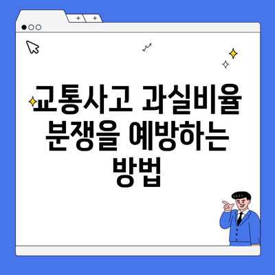 교통사고 과실비율 분쟁을 예방하는 방법