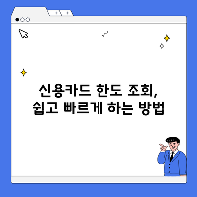 신용카드 한도 조회, 쉽고 빠르게 하는 방법