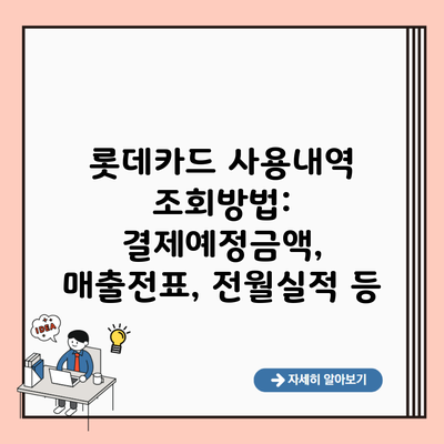 롯데카드 사용내역 조회방법: 결제예정금액, 매출전표, 전월실적 등