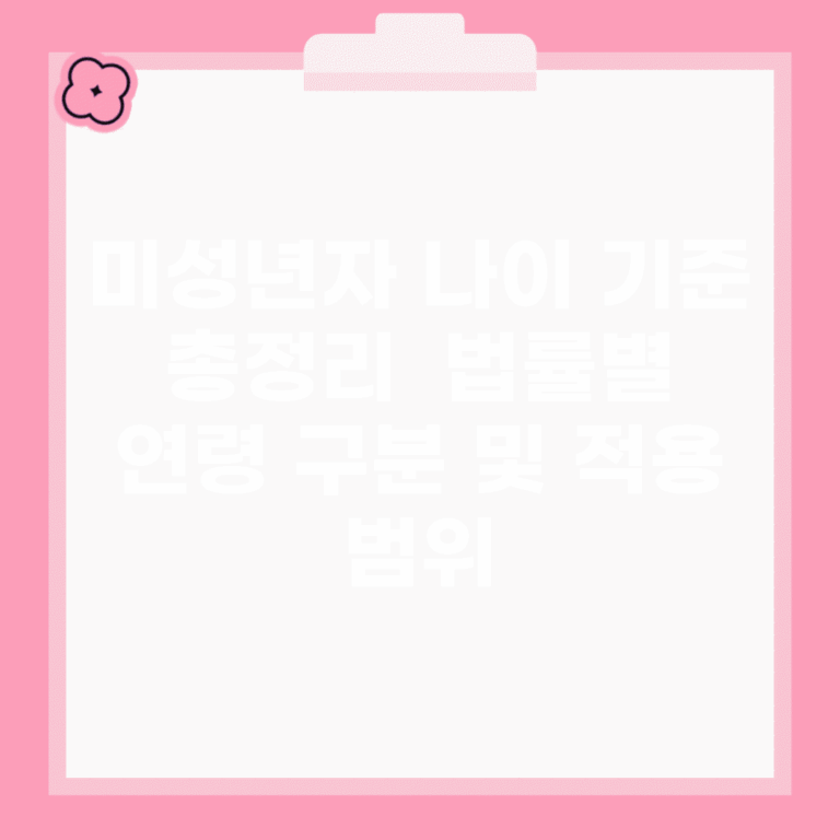 미성년자 나이 기준 총정리 | 법률별 연령 구분 및 적용 범위