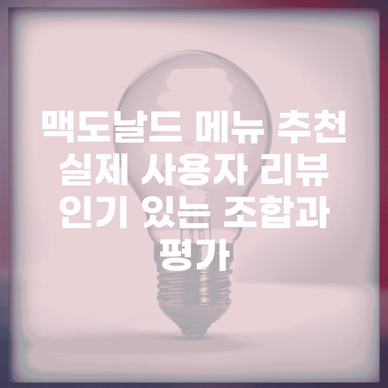 맥도날드 메뉴 추천 실제 사용자 리뷰 | 인기 있는 조합과 평가