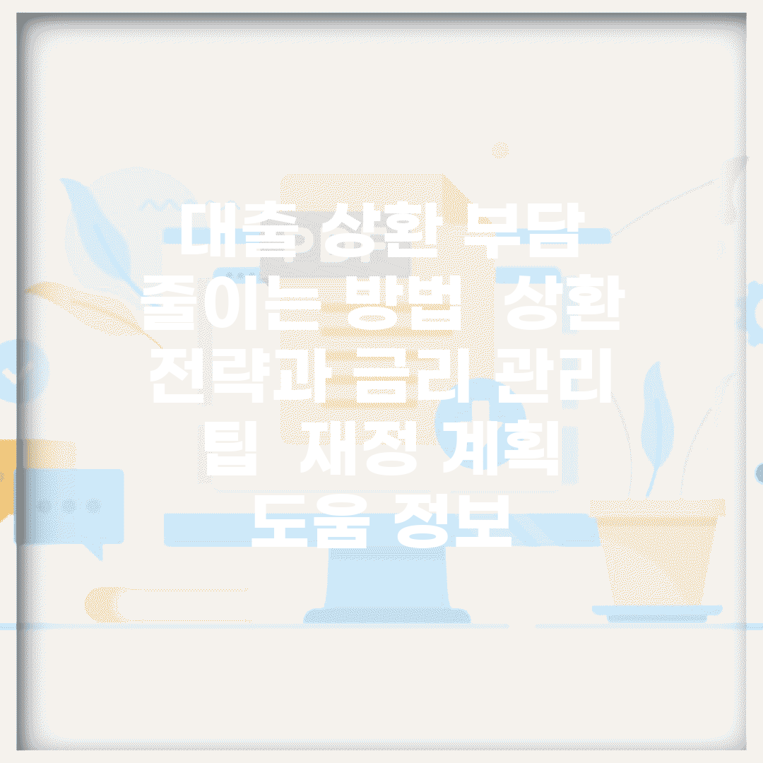 대출 상환 부담 줄이는 방법 | 상환 전략과 금리 관리 팁 | 재정 계획 도움 정보