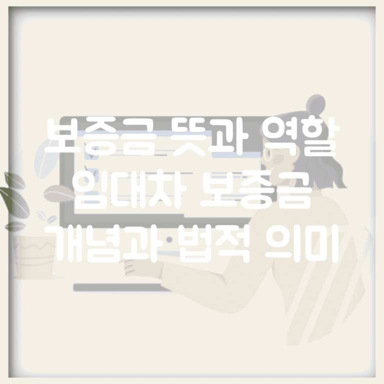 보증금 뜻과 역할 | 임대차 보증금 개념과 법적 의미