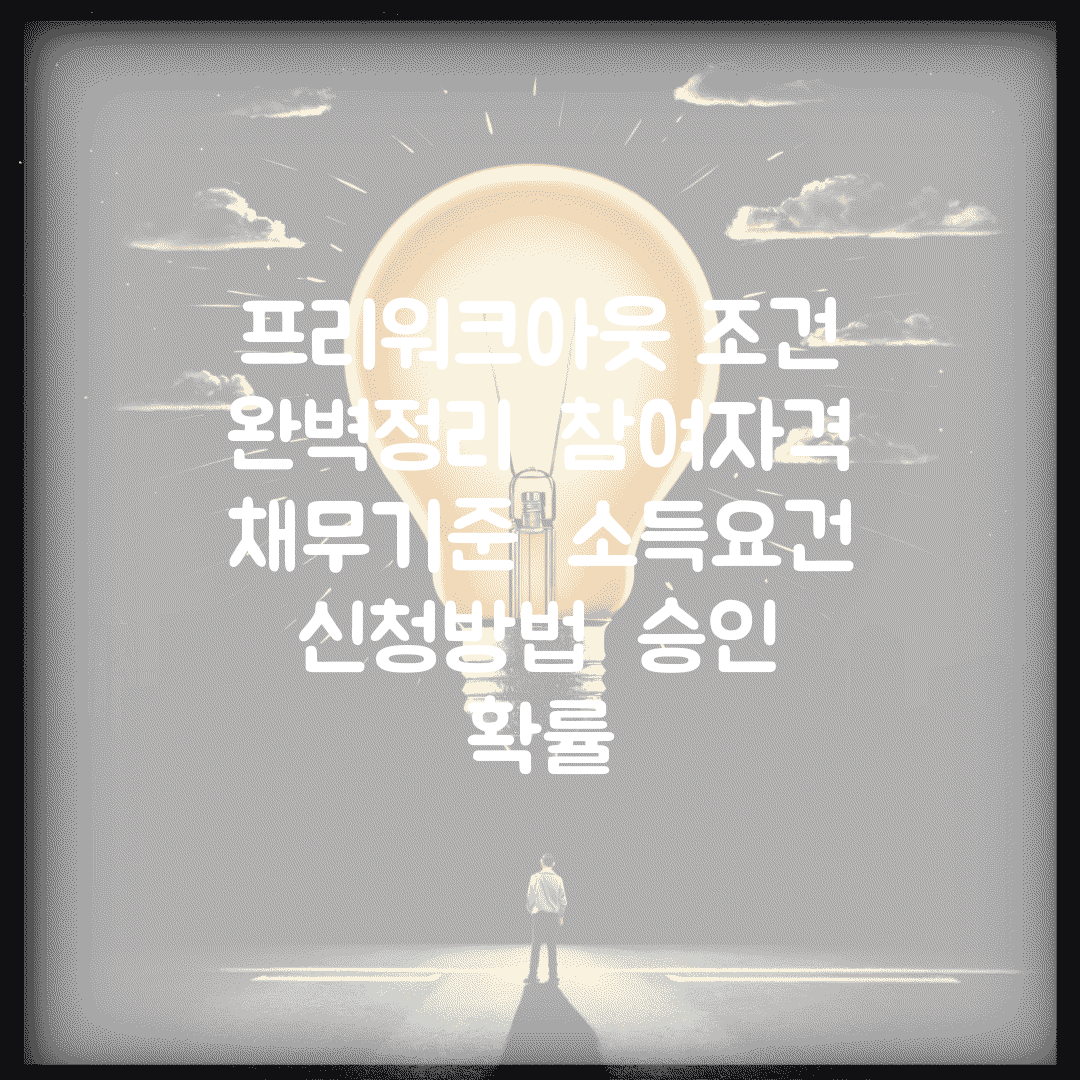 프리워크아웃 조건 완벽정리 | 참여자격 | 채무기준 | 소득요건 | 신청방법 | 승인 확률