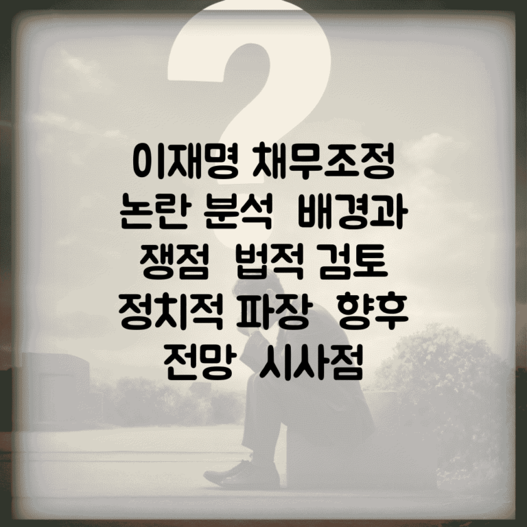 이재명 채무조정 논란 분석 | 배경과 쟁점 | 법적 검토 | 정치적 파장 | 향후 전망 | 시사점