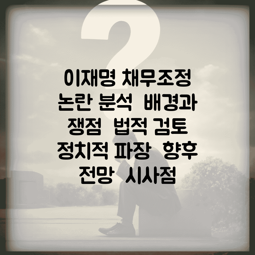 이재명 채무조정 논란 분석 | 배경과 쟁점 | 법적 검토 | 정치적 파장 | 향후 전망 | 시사점