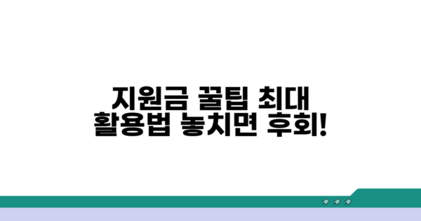 지원금 활용 극대화 노하우