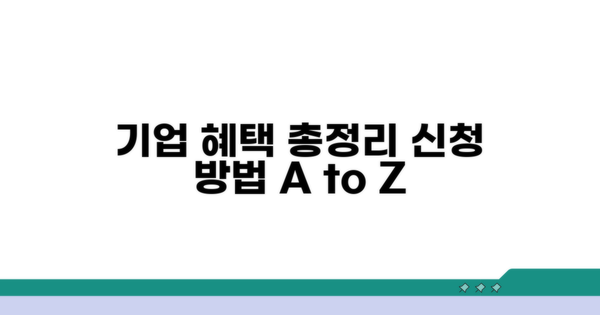 기업 혜택 총정리 및 신청 방법