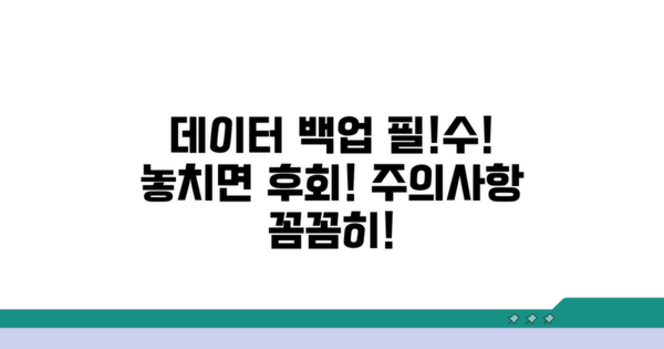 데이터 백업 필수! 주의사항