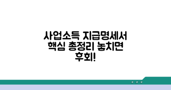 사업소득 지급명세서 핵심 정리