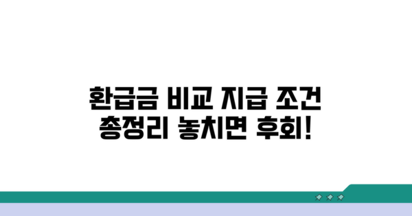 상품별 환급금 비교와 지급 조건