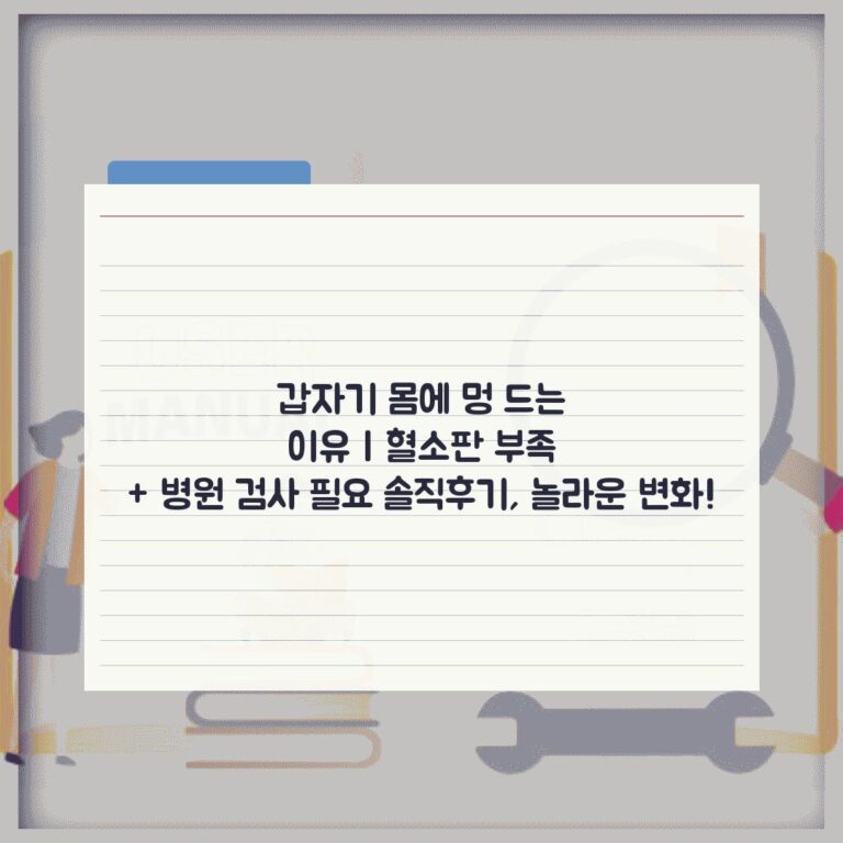 갑자기 몸에 멍 드는 이유 | 혈소판 부족 + 병원 검사 필요 솔직후기, 놀라운 변화!